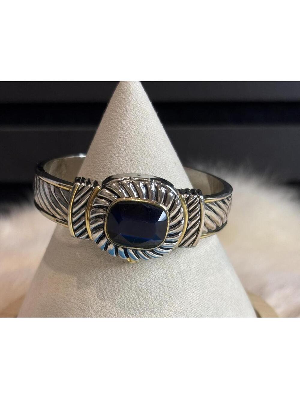 Cannes Size 7 Silver Tone Ring with Blue Stone